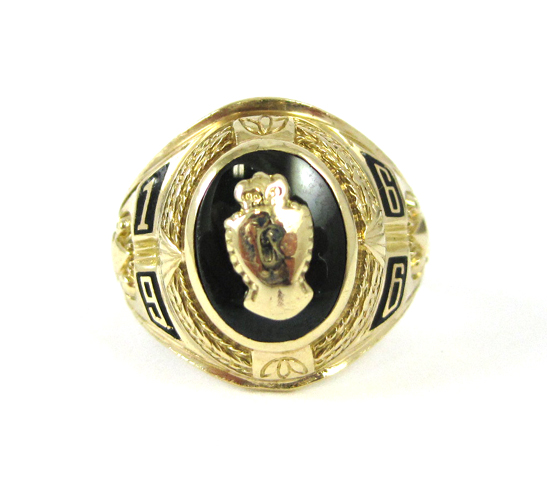 Appraisal: TEN KARAT GOLD JOSTENS LAW CLASS RING with green glass