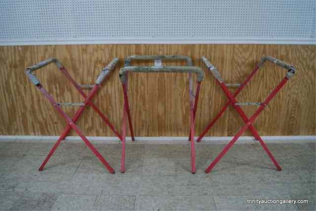 Appraisal: Set of Tall Metal Folding Saw Horses - ScaffoldsFrom the