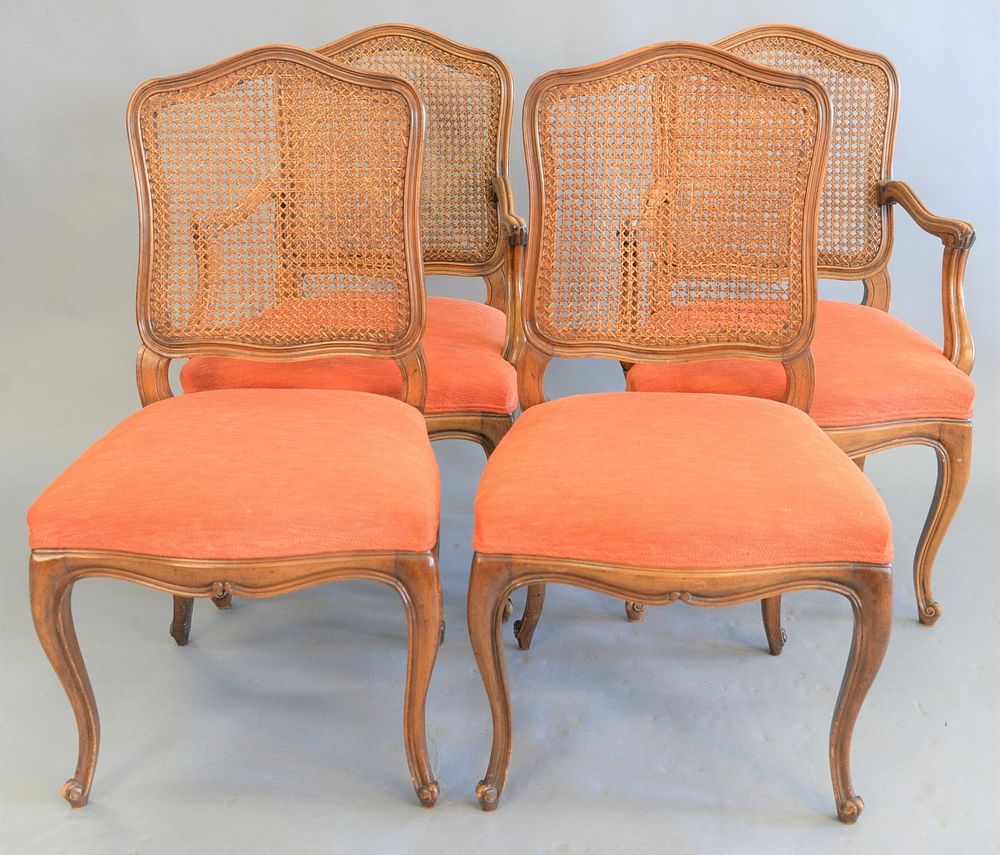 Appraisal: Set of five cane back Louis XV style chairs two