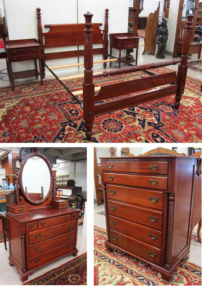 Appraisal: FIVE-PIECE VICTORIAN STYLE CHERRY BEDROOM FURNITURE SET The Consider H