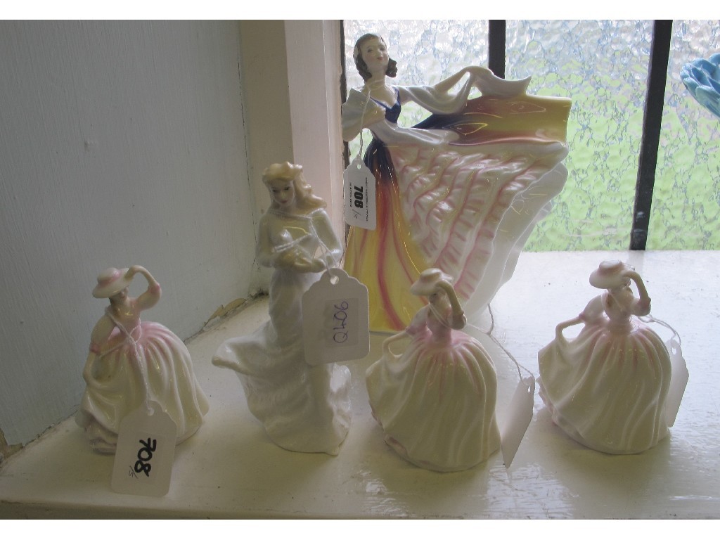 Appraisal: Five Doulton figures Lauren HN Loving You HN and three