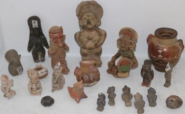 Appraisal: COLLECTION OF TWENTY-ONE PRE-COLUMBIAN STYLEFIGURINES VASES AND WHISTLES MOST ARE