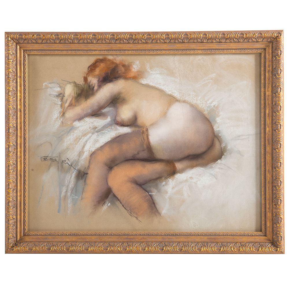 Appraisal: Fried Pal American Reclining Nude II Hungarian-American - Charcoal and