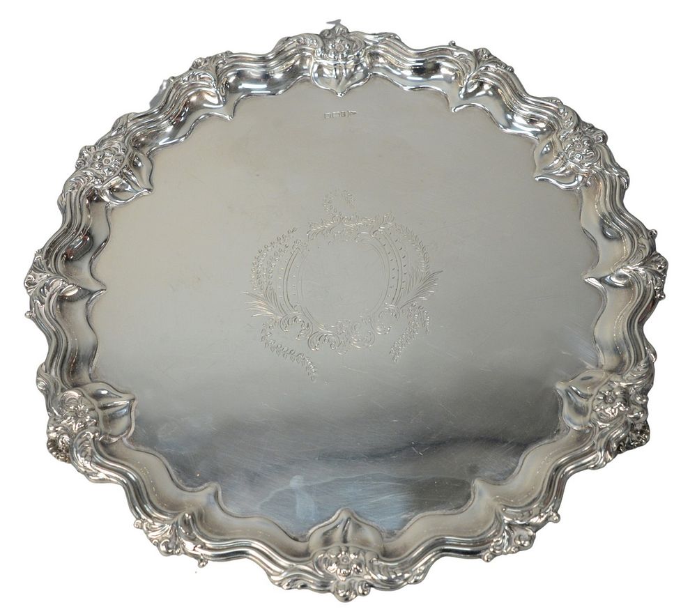 Appraisal: Walker Hall English Silver Salver having wavy edge with flowers