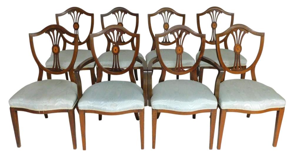 Appraisal: EIGHT FEDERAL HEPPLEWHITE SHIELD BACK CHAIRS AMERICAN EARLY TH C