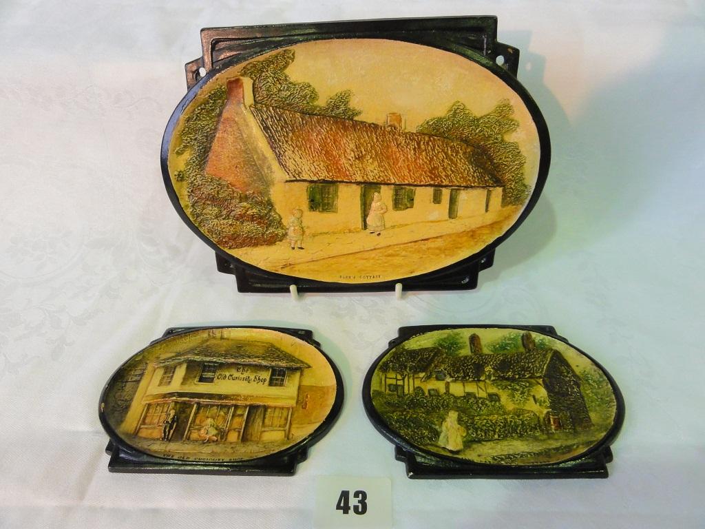 Appraisal: A Bretby plaque of oval form showing Burns' cottage together