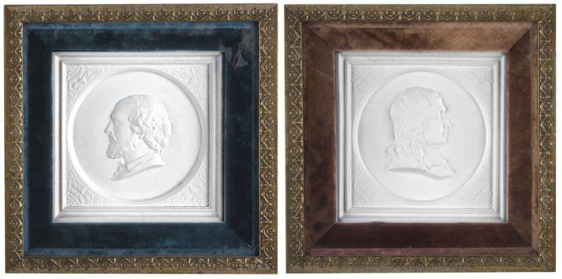 Appraisal: Pair of Plaster Framed Busts th century relief bust profile