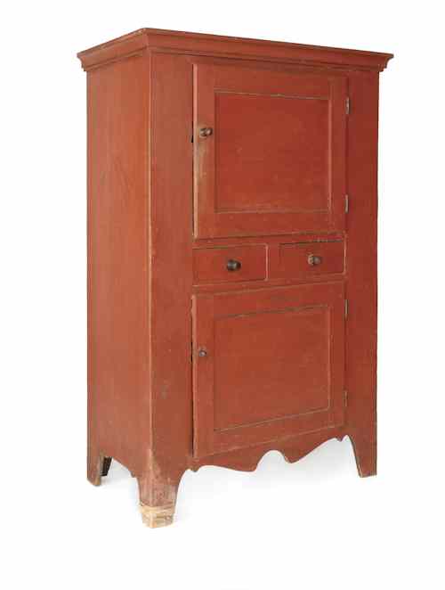 Appraisal: New England painted pine cupboard early th c retaining its