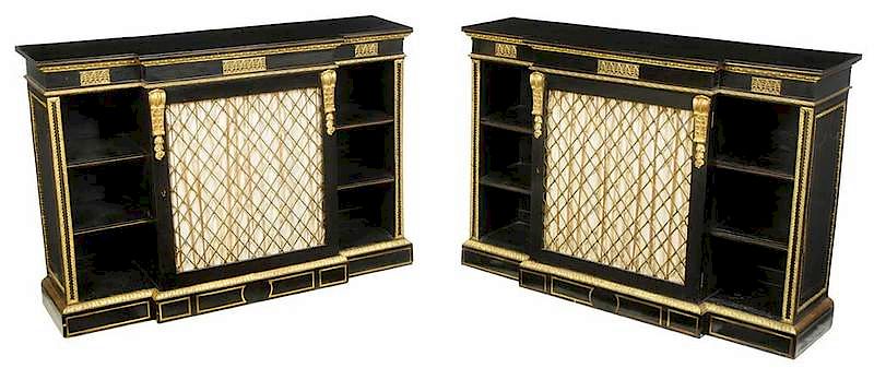 Appraisal: Pair Regency Style Grille Door Cabinets British late th early