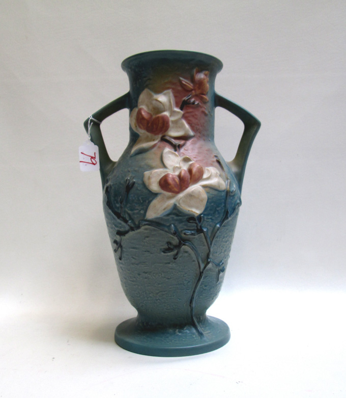 Appraisal: ROSEVILLE ART POTTERY VASE with blue glaze in the Magnolia