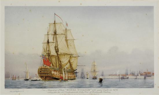 Appraisal: Harold Wyllie British - HIS MAJESTY'S SHIP-ROYAL WILLIAM color etching