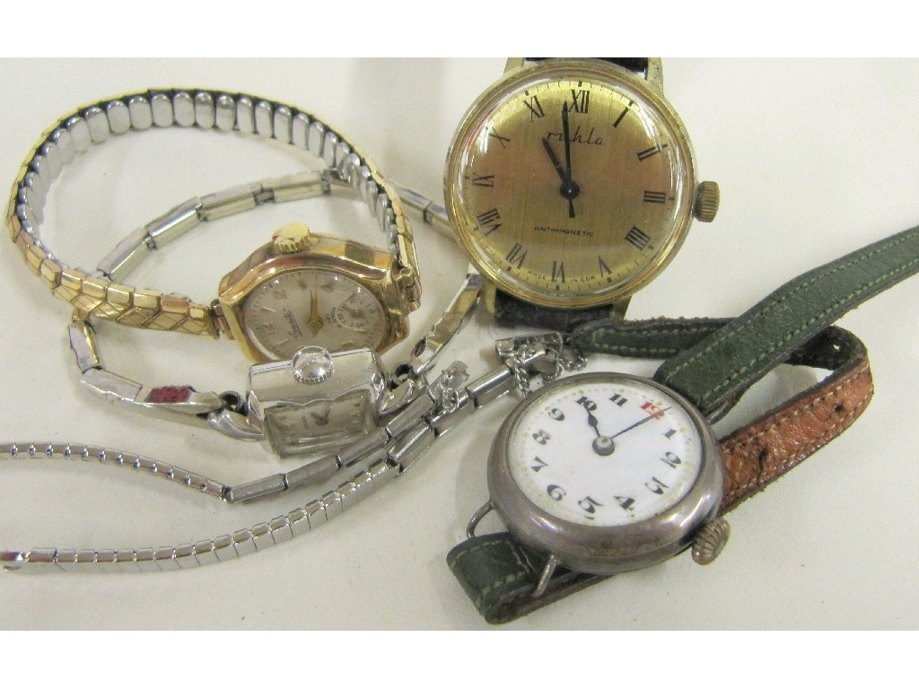 Appraisal: Lot comprising gents Ruhla wrist watch ladies square faced Longines