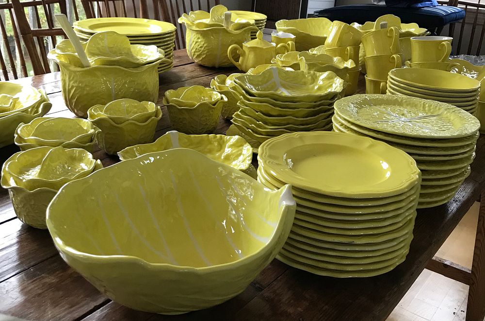 Appraisal: Piece Lemon Federalist Ironstone and Secla Cabbage Leaf Pattern Dinner