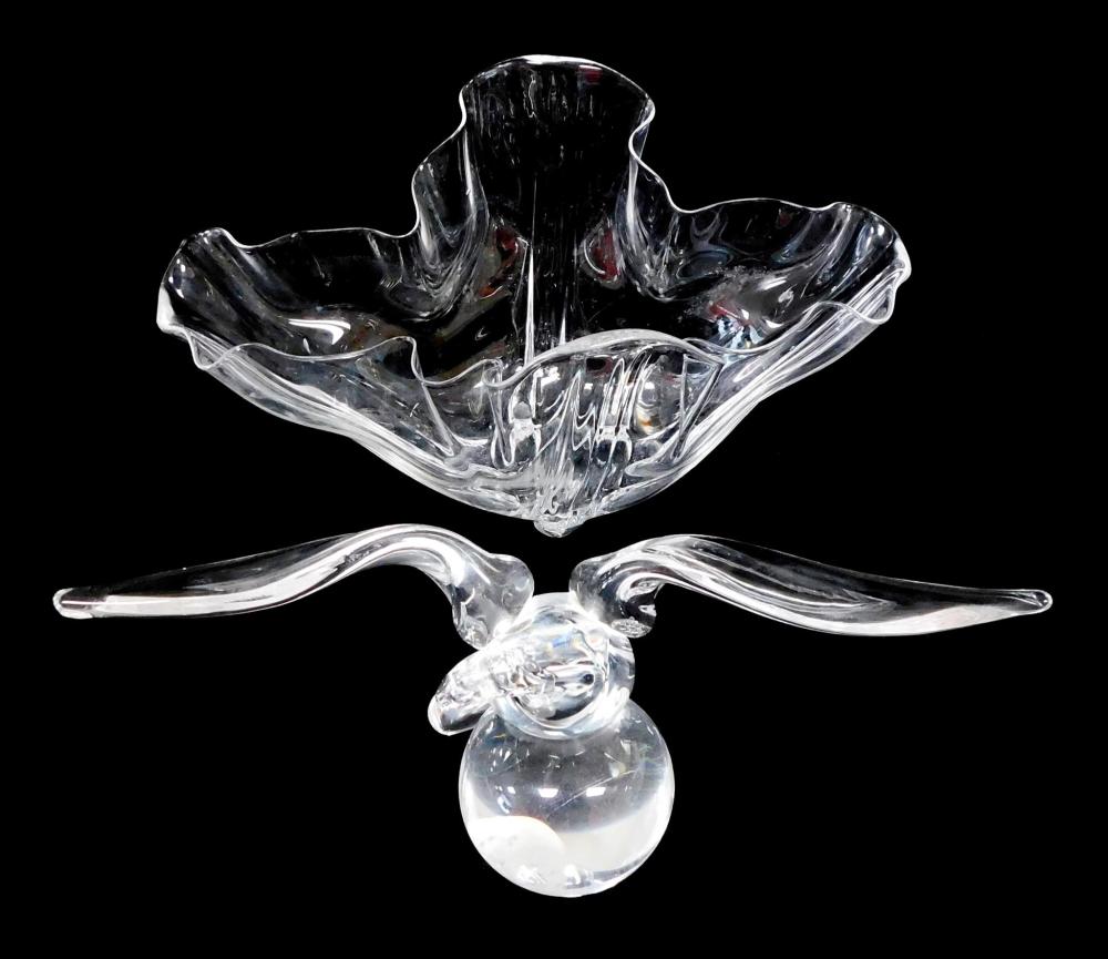 Appraisal: GLASS Steuben lead crystal two pieces spread wing eagle on