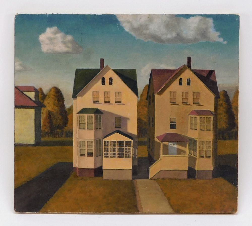 Appraisal: Tom Gregg Photorealist Suburban Homes Painting Misouri b Photorealist work