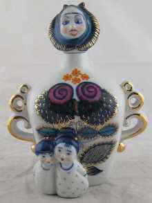 Appraisal: A Russian ceramic two handled bottle in the form of