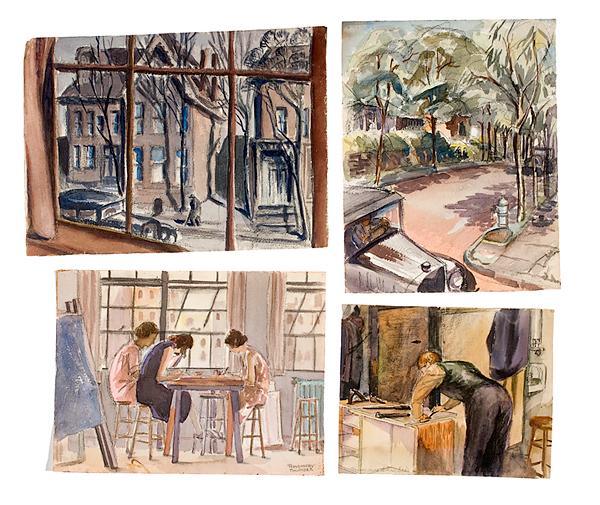 Appraisal: GROUP OF WORKS BY ROSEMARY THURBER WATERCOLORS ON PAPER Grouping