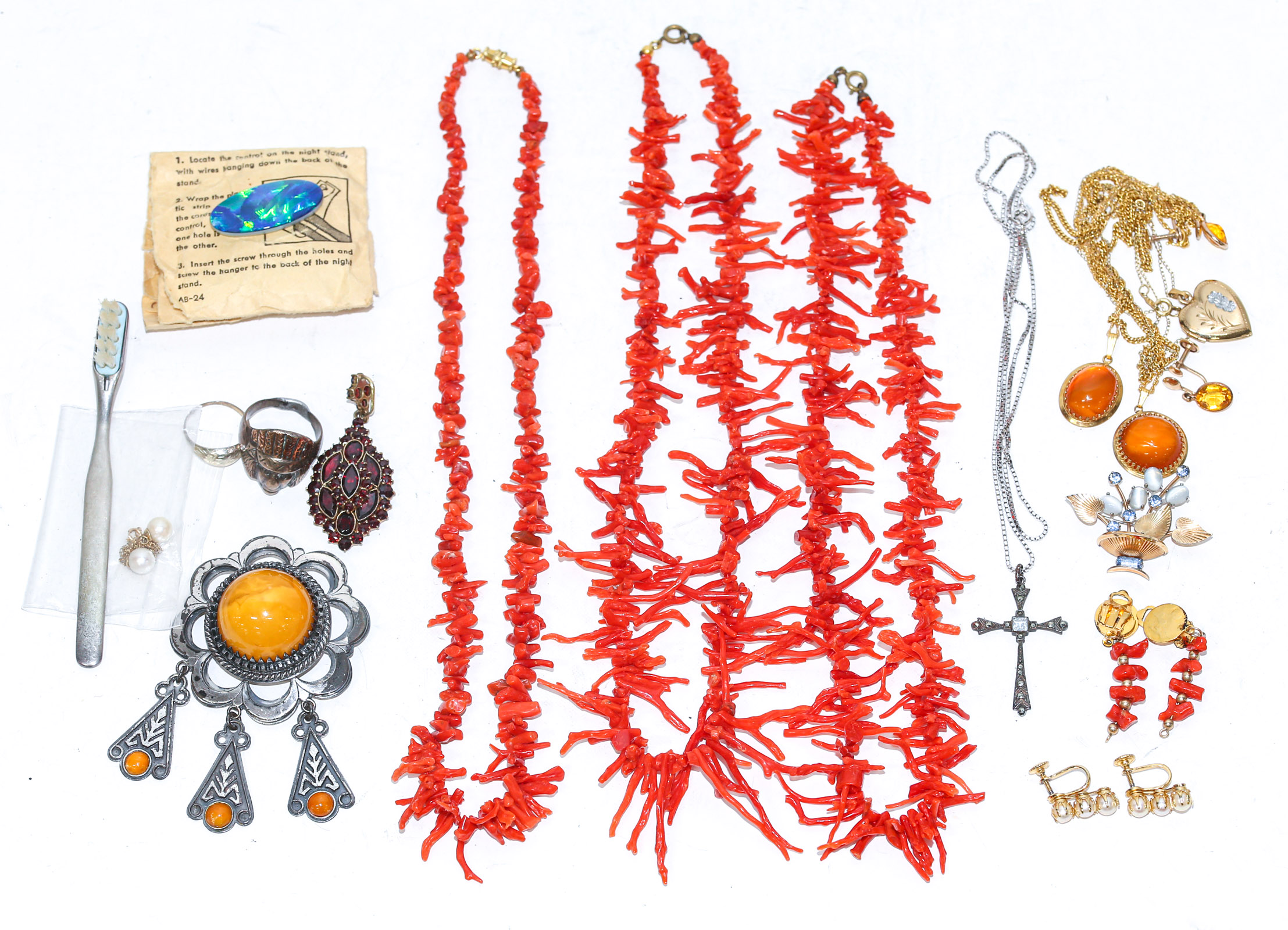 Appraisal: A LARGE COLLECTION OF JEWELRY MORE Including coral branch necklaces