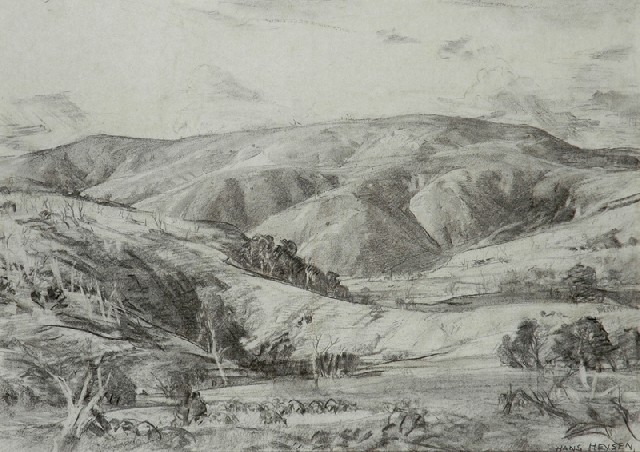 Appraisal: Hans Heysen - Landscape charcoal signed 'Hans Heysen' lower right