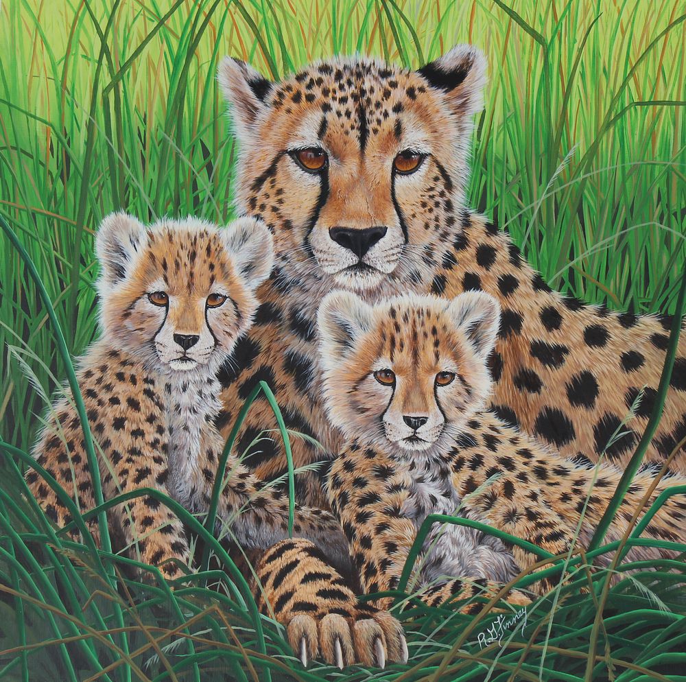 Appraisal: R G Finney B Cheetah and Her Cubs R G