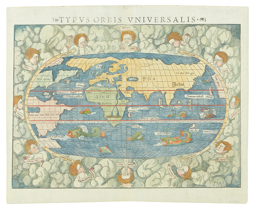 Appraisal: MUENSTER SEBASTIAN Typus Orbis Universalis Double-page engraved map of the