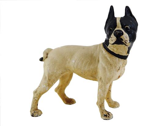 Appraisal: Painted cast-iron Boston terrier doorstop white body with black markings