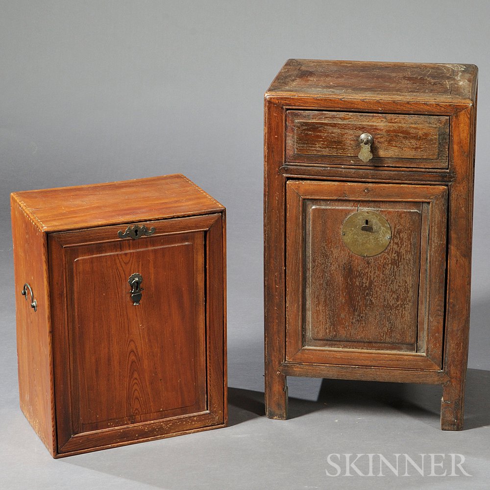 Appraisal: Two Small Wood Cabinets China th century both rectangular plain