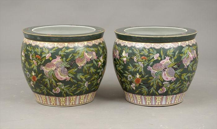 Appraisal: Pair of Chinese Porcelain Fish Bowls in in diam