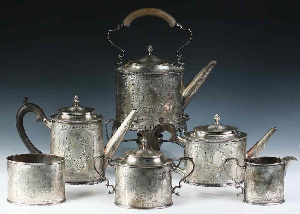 Appraisal: PC TH C ENGLISH STERLING TEA SERVICE - English Tea