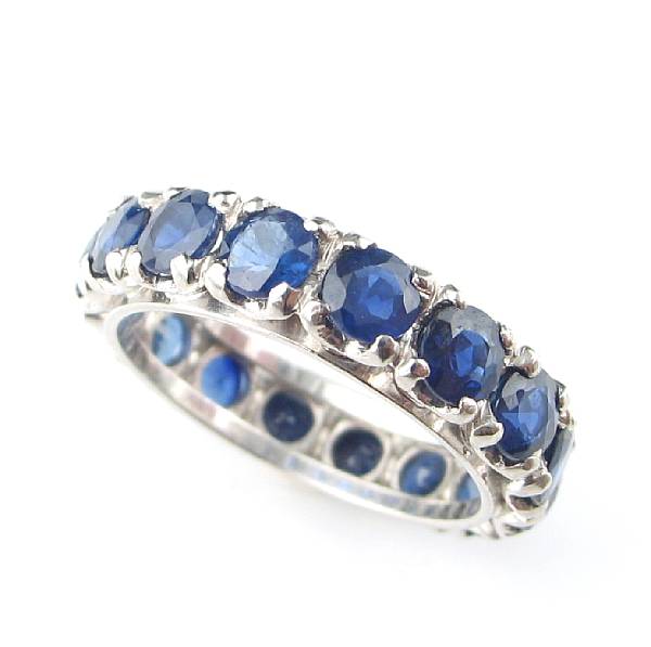 Appraisal: A sapphire and platinum eternity band finger size