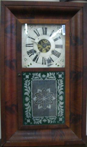 Appraisal: Antique Mahogany with Crotch cut veneer Ogee Clock With Reverse