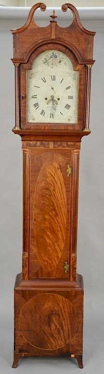 Appraisal: Federal mahogany tall case clock having broken arch top over