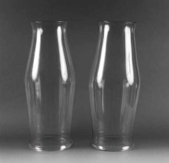 Appraisal: Pair of blown glass hurricane shades in H Estimate -