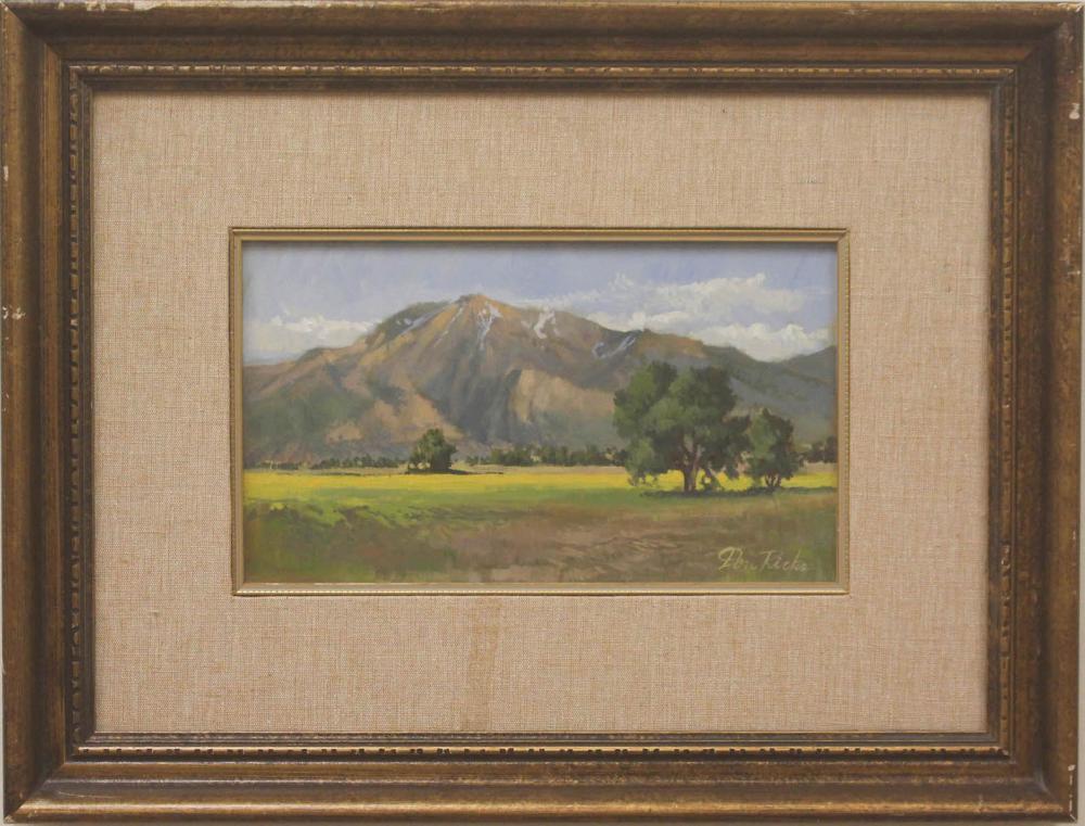 Appraisal: DON RICKS Idaho - oil on board fields with mountains