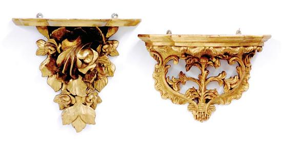 Appraisal: Carved giltwood wall brackets early th century H W D