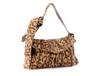 Appraisal: Valentino Leopard Print Brown Leather Handbag Valentino Italian founded circa