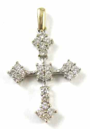 Appraisal: DIAMOND AND WHITE GOLD CROSS PENDANT k white gold set