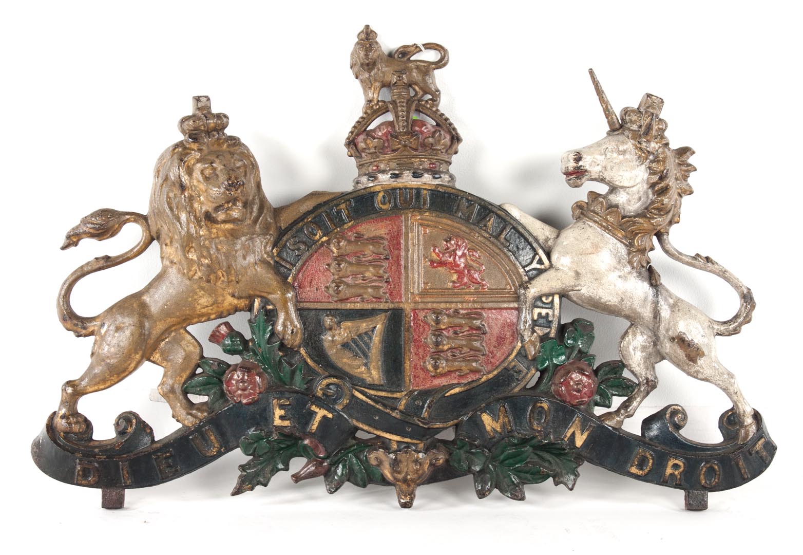 Appraisal: Cast iron armorial of the Hanoverian Dynasty painted wall piece