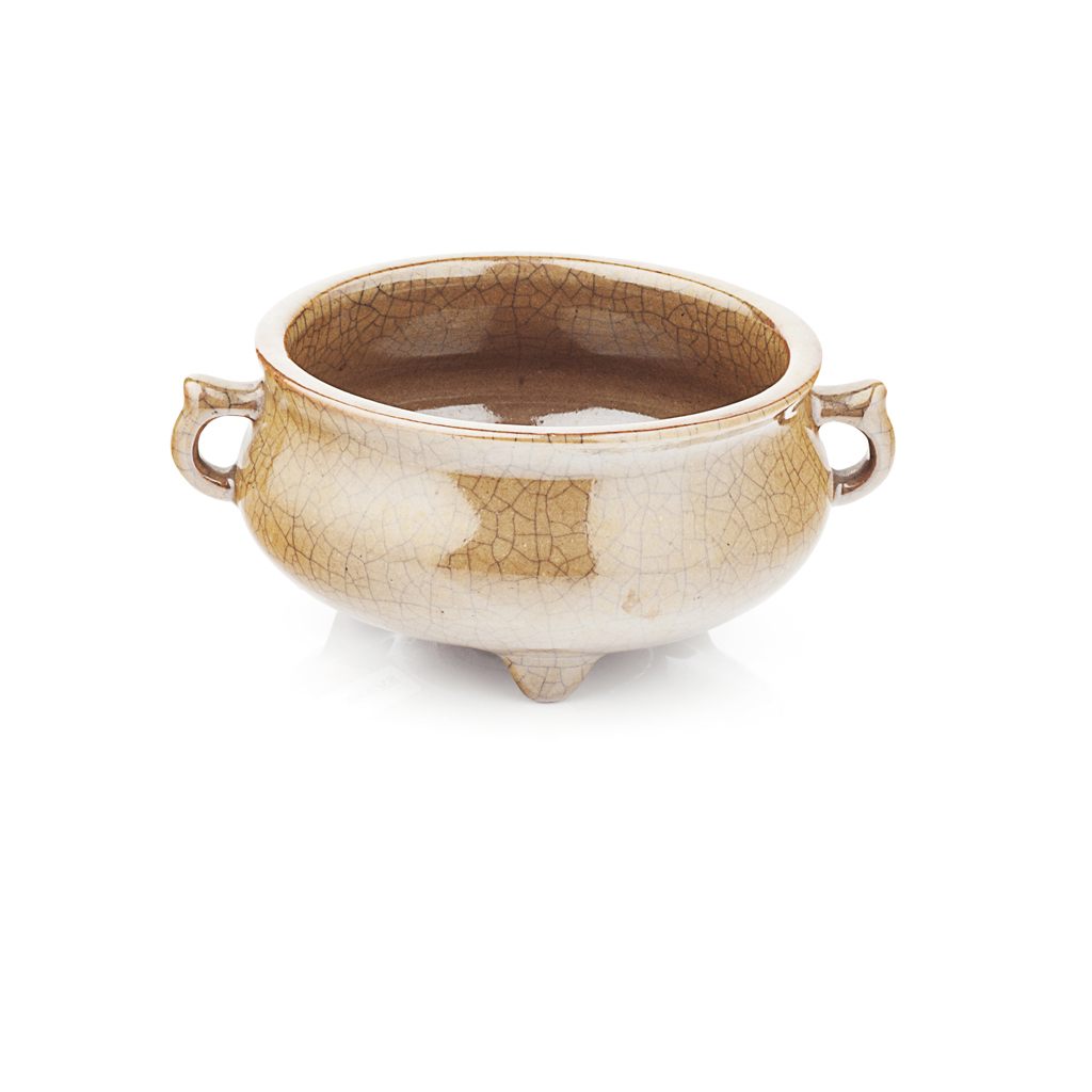 Appraisal: GE-TYPE CENSER QING DYNASTY with a rich brown glaze evenly