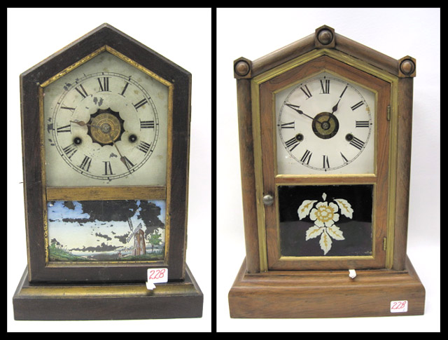 Appraisal: TWO AMERICAN NINETEENTH CENTURY COTTAGE CLOCKS H New Haven -hour