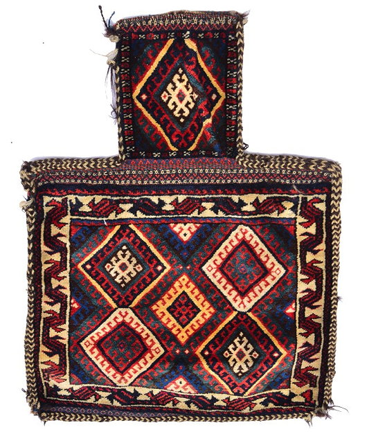 Appraisal: A PERSIAN KURDISH SALT BAG the central panel with five