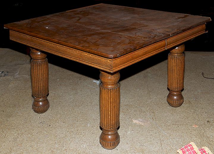 Appraisal: Oak Dining table with chairs Square oak table with no