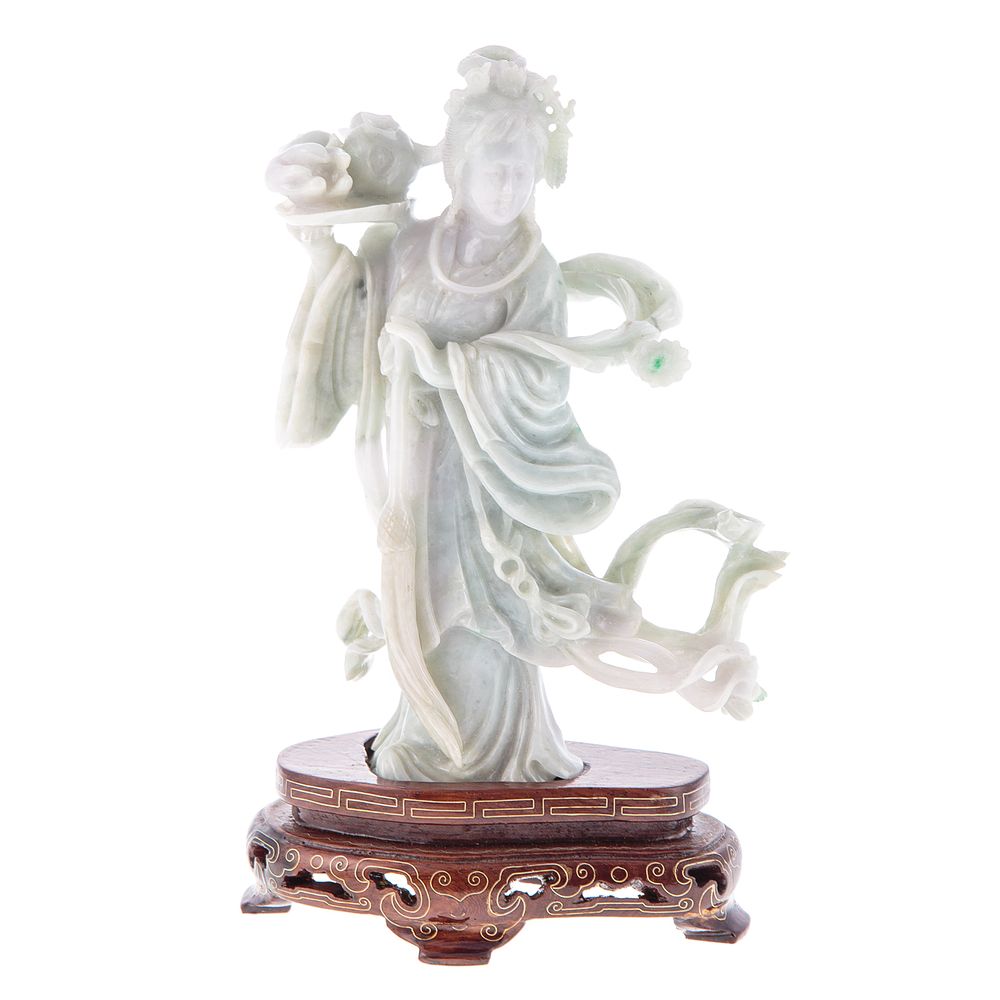 Appraisal: Chinese Carved Jade Quan yin Carved figure of goddess with