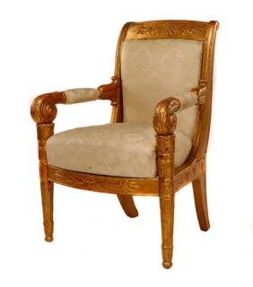 Appraisal: Fine Late Empire French Giltwood Fauteuil Werner Attrbuted Jean-Jacques Werner