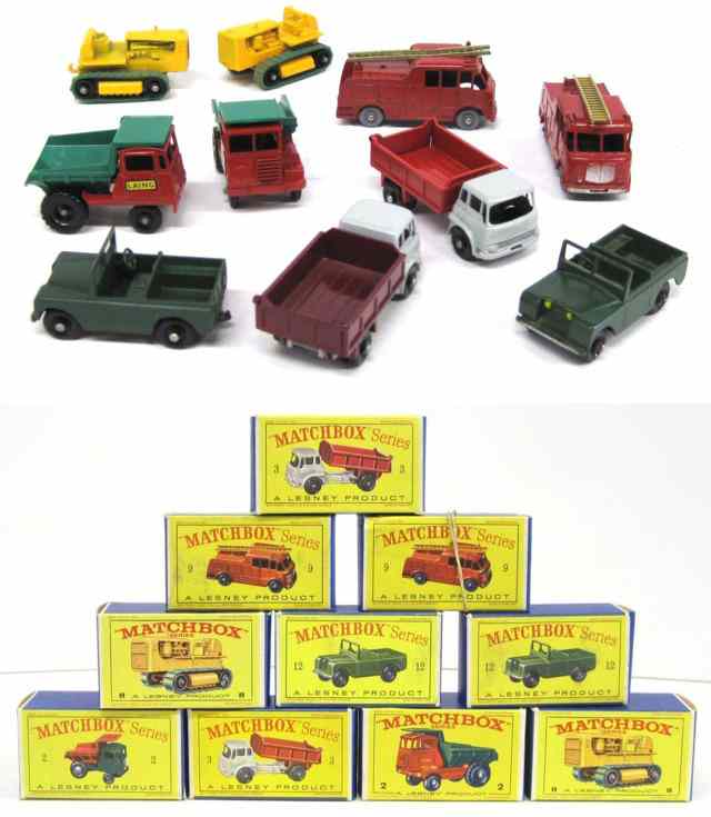 Appraisal: TEN MATCHBOX TOY VEHICLES including two each of numbers Muir-Hill