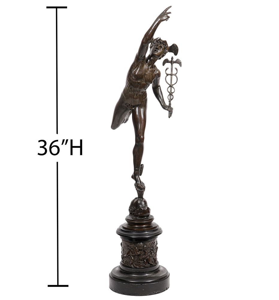 Appraisal: Bronze Figure of Mercury on Marble Base Bronze figure of