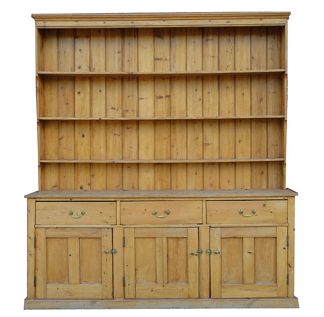 Appraisal: A LARGE PINE COUNTRY HOUSE DRESSER with three shelf plate