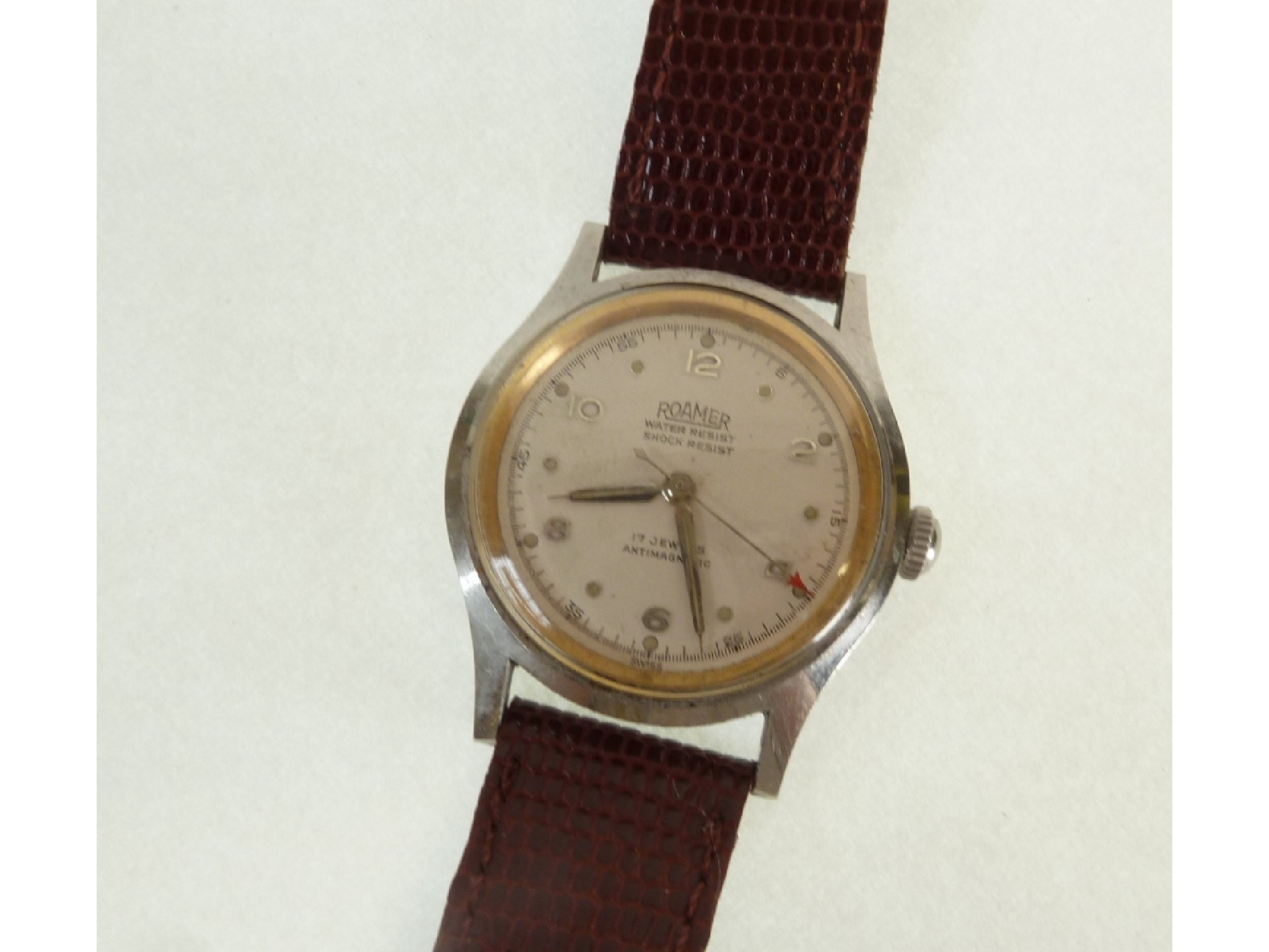 Appraisal: A GENT'S ROAMER BREVETE STAINLESS STEEL CASED WRIST WATCH jewel