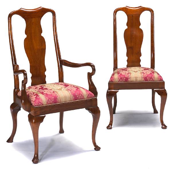 Appraisal: A set of twelve Queen Anne style walnut dining chairs