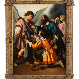 Appraisal: After Giovanni Biliverti Italian - The Archangel Raphael Refusing Tobias's